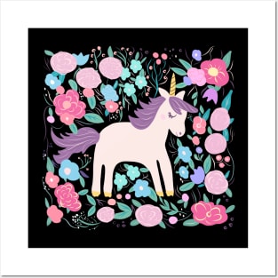 Unicorn Magic Flower Garden Posters and Art